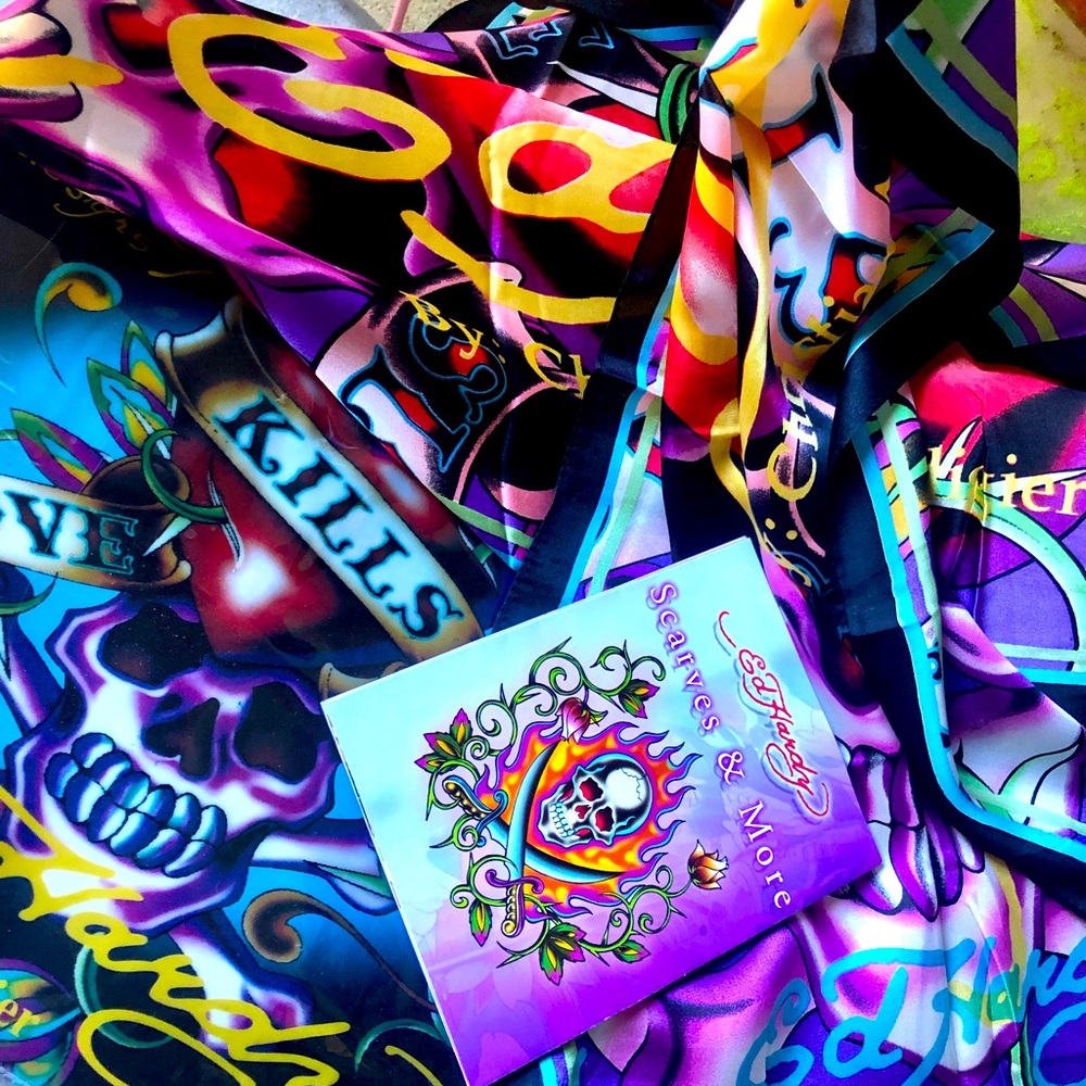 Ed Hardy silk scarf. New!
